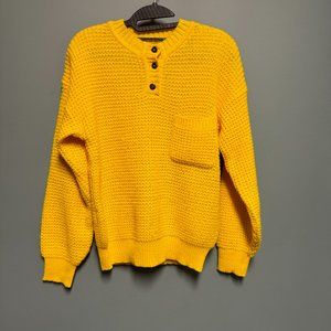 Vintage StitchWorks Sweater Yellow 90s Elaine Seinfeld Knit Grannycore Size M